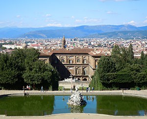 Palazzo Pitti, rückwärtig mit Blick auf Florenz